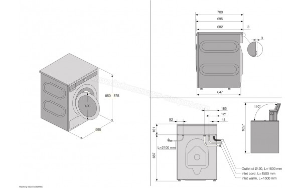 ASKO W6124X.W/3 - Dimensions