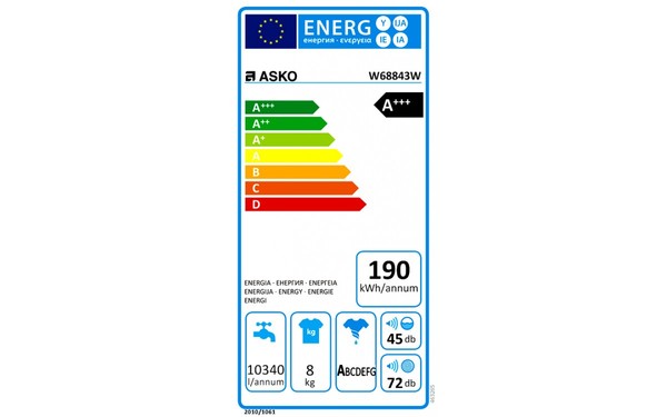 ASKO W68843W - &Eacute;tiquette &eacute;nergie