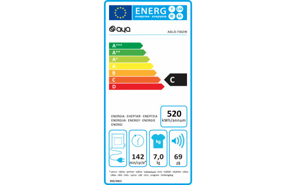 AYA ASLD-7002W - &Eacute;tiquette &eacute;nergie