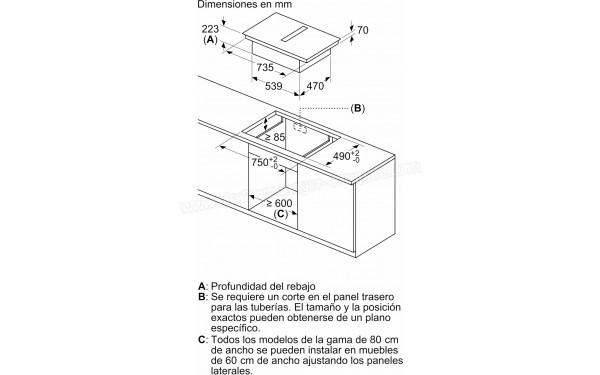 BALAY 3EBC983ER - Dimensions