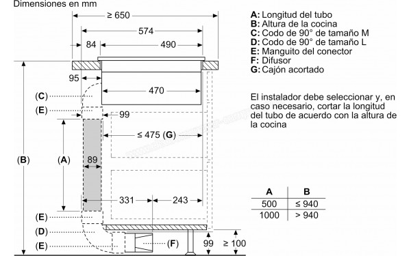 BALAY 3EBC989LH - Dimensions