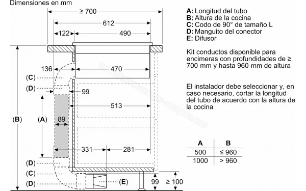 BALAY 3EBC989MH - Dimensions