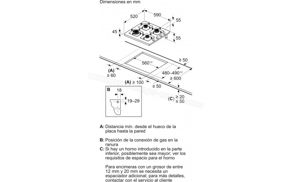 BALAY 3ETG464SB - Dimensions