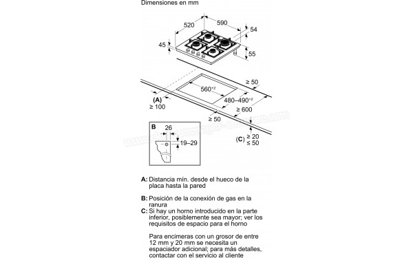 BALAY 3ETG664RB - Dimensions