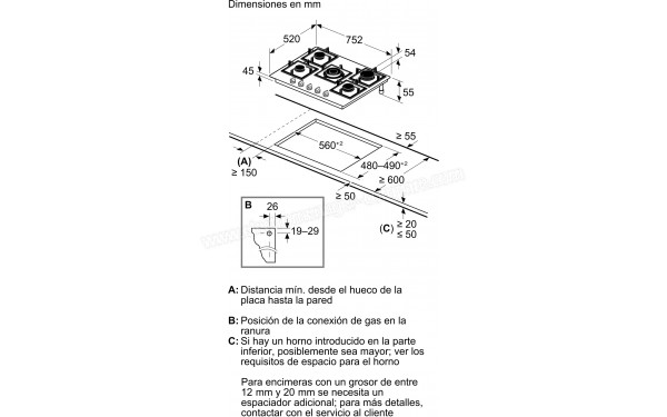 BALAY 3ETG676RB - Dimensions