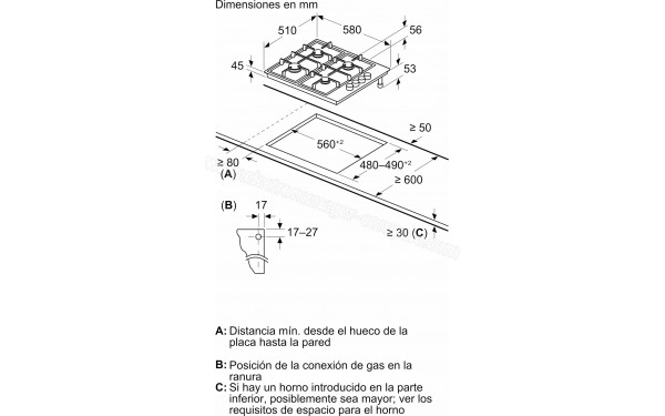 BALAY 3ETX463BB - Dimensions