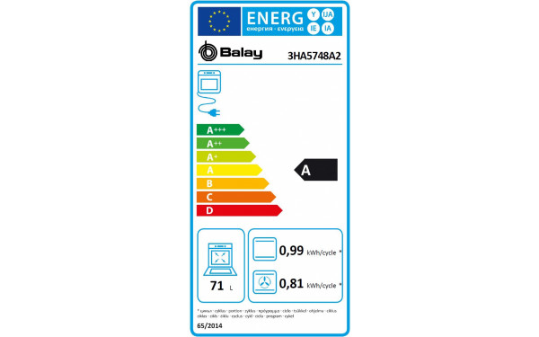 BALAY 3HA5748A2 - &Eacute;tiquette &eacute;nergie
