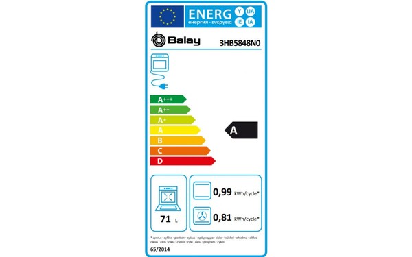 BALAY 3HB5848N0 - &Eacute;tiquette &eacute;nergie