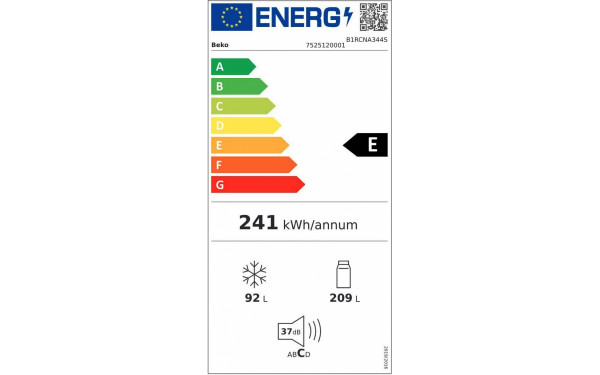BEKO B1RCNA344S - &Eacute;tiquette &eacute;nergie v2