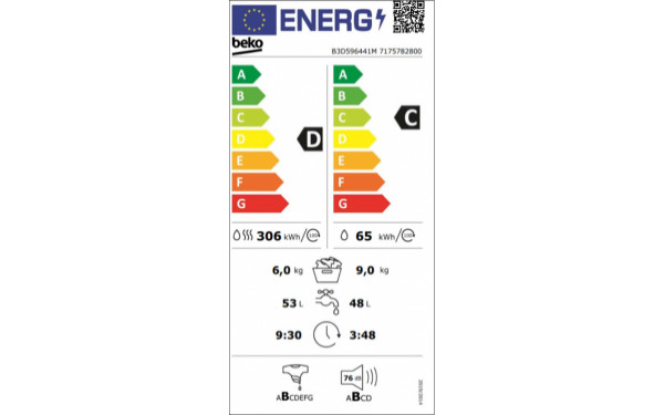 BEKO B3D596441M - &Eacute;tiquette &eacute;nergie v2