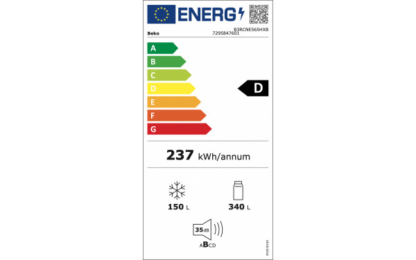 BEKO B3RCNE565HXB - &Eacute;tiquette &eacute;nergie v2