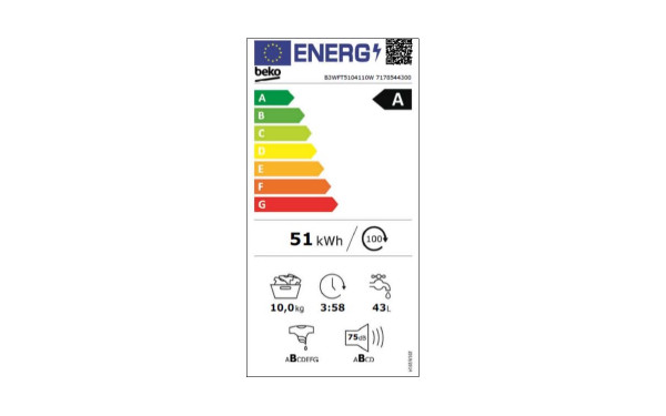 BEKO B3WFT5104110W - &Eacute;tiquette &eacute;nergie v2
