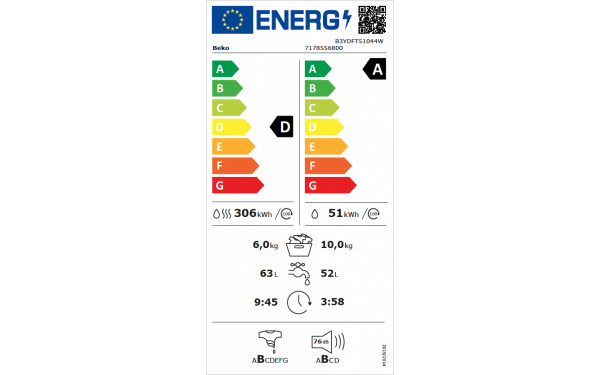 BEKO B3YDFT51044W - &Eacute;tiquette &eacute;nergie v2