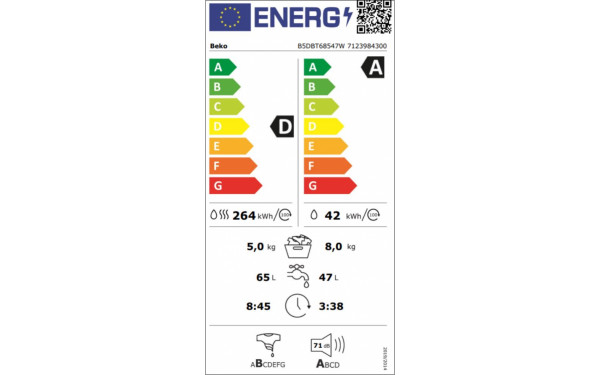 BEKO B5DBT68547W - &Eacute;tiquette &eacute;nergie v2