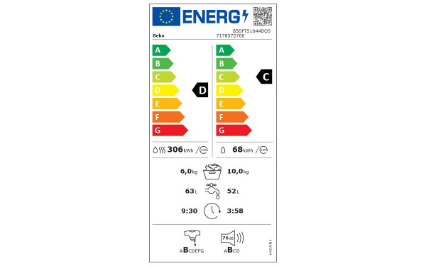 BEKO B5DFT51044DOS - &Eacute;tiquette &eacute;nergie v2