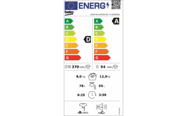 BEKO B5DFT812442467W - &Eacute;tiquette &eacute;nergie v2