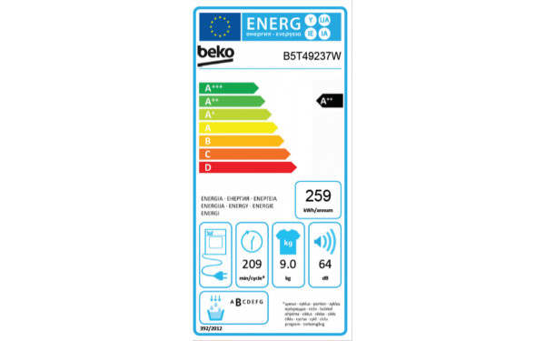BEKO B5T49237W - &Eacute;tiquette &eacute;nergie