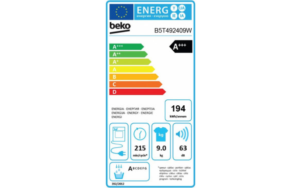 BEKO B5T492409W - &Eacute;tiquette &eacute;nergie