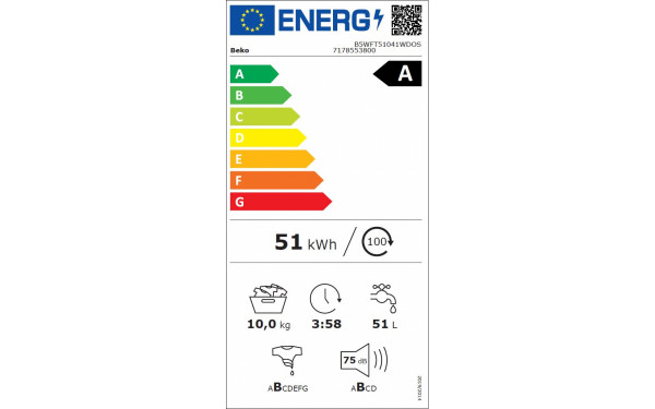 BEKO B5WFT51041WDOS - &Eacute;tiquette &eacute;nergie v2