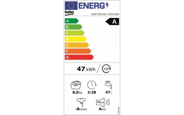 BEKO B5WFT58419W - &Eacute;tiquette &eacute;nergie v2