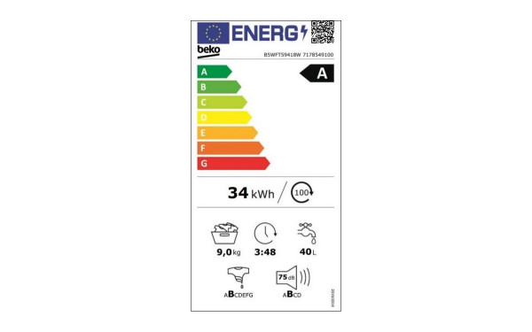 BEKO B5WFT59418W - &Eacute;tiquette &eacute;nergie v2