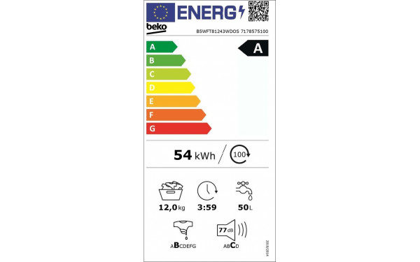 BEKO B5WFT81243WDOS - &Eacute;tiquette &eacute;nergie v2