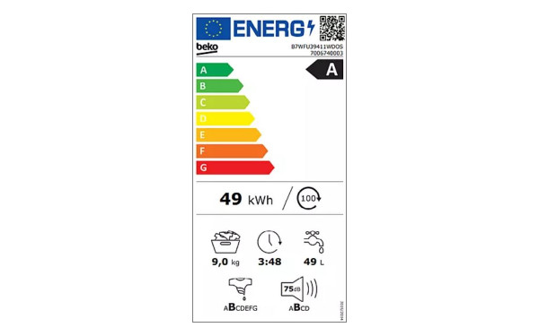 BEKO B7WFU39411WDOS - &Eacute;tiquette &eacute;nergie v2