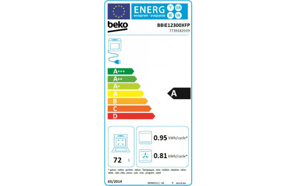 BEKO BBIE12300XFP - &Eacute;tiquette &eacute;nergie