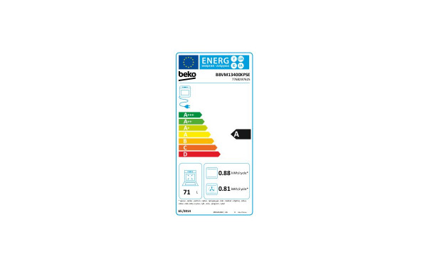 BEKO BBVM13400XPSE - &Eacute;tiquette &eacute;nergie