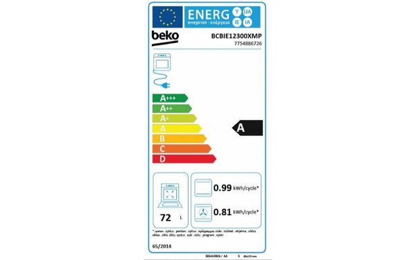 BEKO BCBIE12300XMP - &Eacute;tiquette &eacute;nergie v2