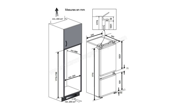 BEKO BCSA285K2SF - Sch&eacute;ma d'encastrement