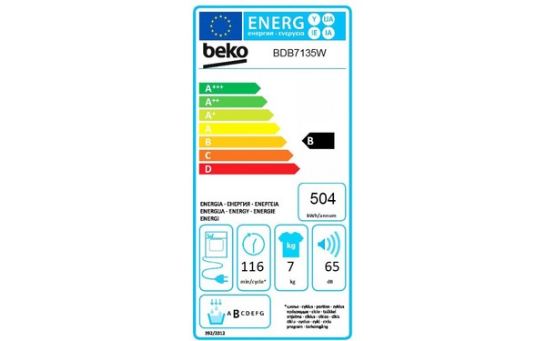 BEKO BDB7135W - &Eacute;tiquette &eacute;nergie