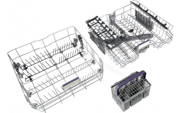 BEKO BDEN38441GA - Vue du panier inf&eacute;rieur, sup&eacute;rieur et panier &agrave; couverts