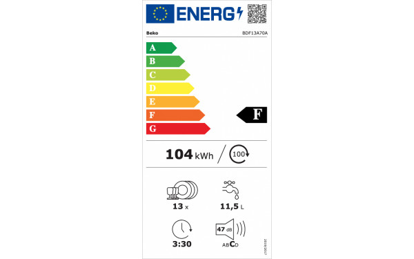 BEKO BDF13A70A - &Eacute;tiquette &eacute;nergie v2