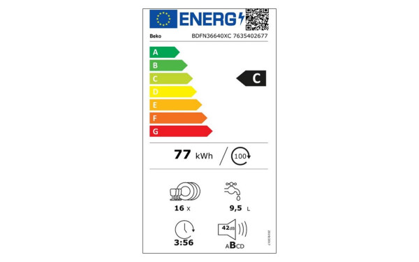BEKO BDFN36640XC - &Eacute;tiquette &eacute;nergie v2