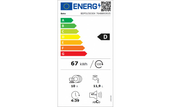 BEKO BDFS15030X - &Eacute;tiquette &eacute;nergie v2