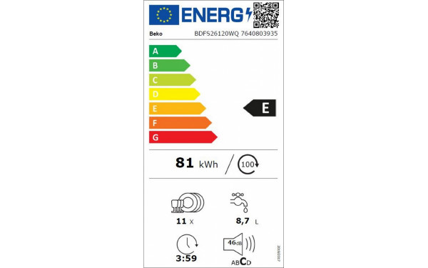 BEKO BDFS26120WQ - &Eacute;tiquette &eacute;nergie v2
