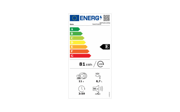 BEKO BDFS26120XQ - &Eacute;tiquette &eacute;nergie v2