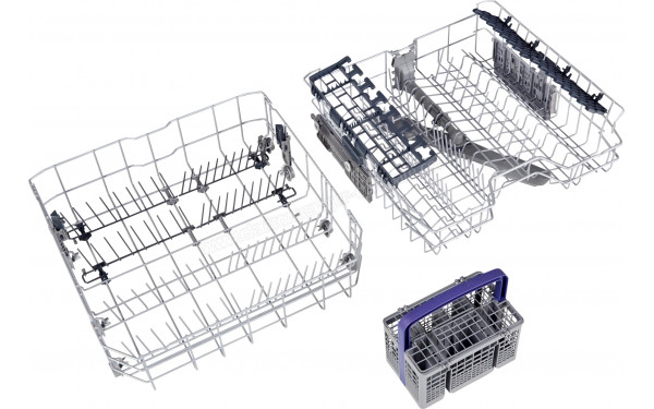 BEKO BDIN164D1C - Vue du panier inf&eacute;rieur, sup&eacute;rieur et panier &agrave; couverts
