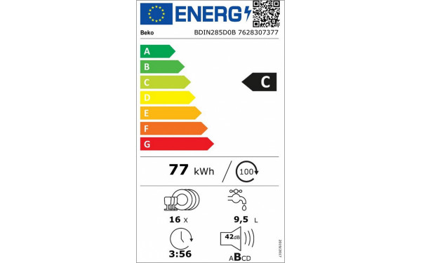 BEKO BDIN285D0B - &Eacute;tiquette &eacute;nergie v2