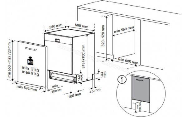 BEKO BDIN38460 - Dimensions