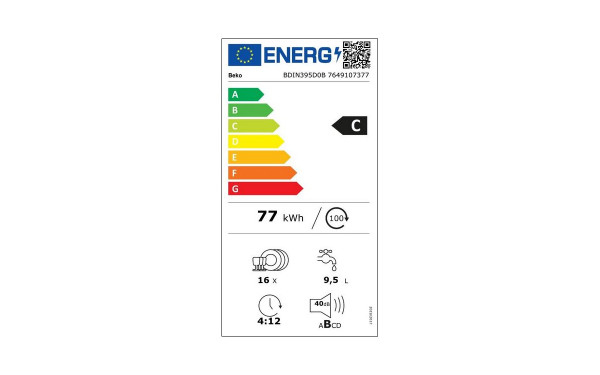BEKO BDIN395D0B - &Eacute;tiquette &eacute;nergie v2