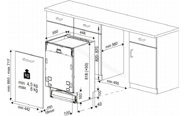 BEKO BDIS38042Q - Dimensions