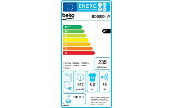BEKO BDS8534W - &Eacute;tiquette &eacute;nergie