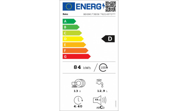 BEKO BDSN173E0X - &Eacute;tiquette &eacute;nergie v2