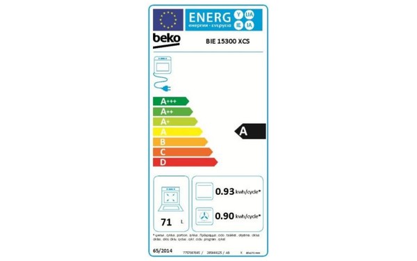 BEKO BIE15300XCS - &Eacute;tiquette &eacute;nergie