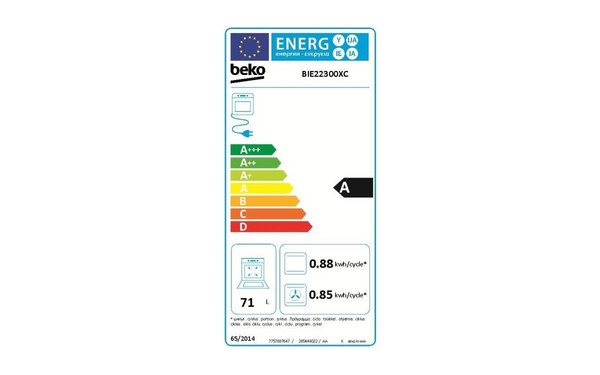 BEKO BIE22300XC - &Eacute;tiquette &eacute;nergie
