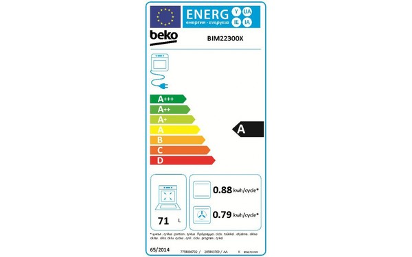 BEKO BIM22300X - &Eacute;tiquette &eacute;nergie