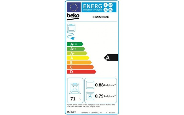 BEKO BIM22302X - &Eacute;tiquette &eacute;nergie