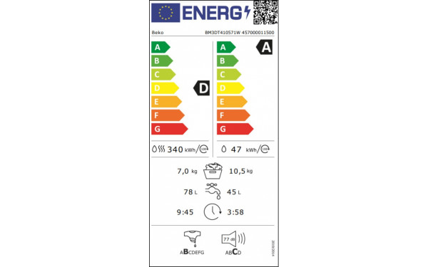 BEKO BM3DT410571W - &Eacute;tiquette &eacute;nergie v2